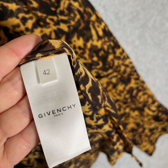 Givenchy Tunic Top 41 Leopard Animal Print Silk Blouse Full Zip Sheer Oversized - Picture 4 of 13